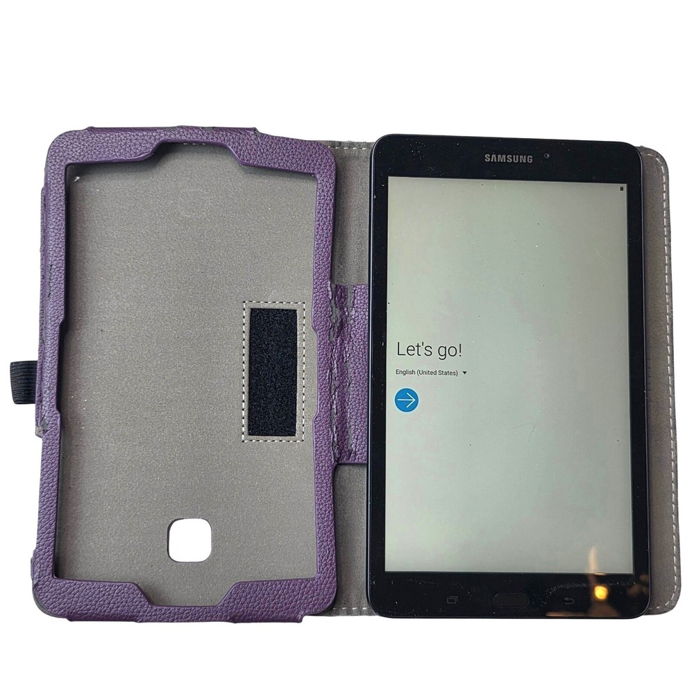 Samsung Galaxy Tab A 8.0 SM-T380 16GB Black Tablet with Purple Fintie Case W1